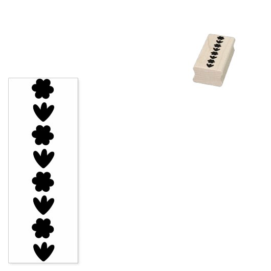 かわいいレトロフラワーシルエット ラバースタンプ (押印)