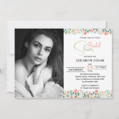 かわいいレトロフラワーブライダルシャワー写真 招待状 (正面)