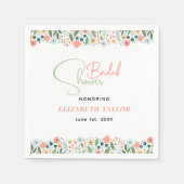 かわいいレトロフラワーブライダルシャワー スタンダードカクテルナプキン (正面)