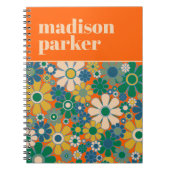 かわいいレトロフラワー パーソナライズされた60年代の美観 ノートブック (正面)