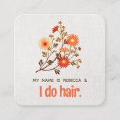 かわいいレトロフローラオレンジ色の野花 スクエア名刺 (正面)