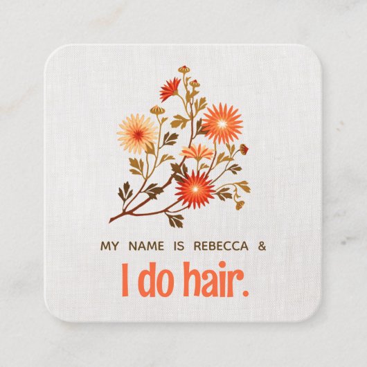 かわいいレトロフローラオレンジ色の野花 スクエア名刺 (正面)