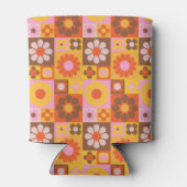 かわいいレトロフローラピンクオレンジバルミツワーカスタム 缶クーラー (裏面)