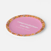 かわいいレトロフローラピンクオレンジ卒業カスタム ペーパープレート (アングル)