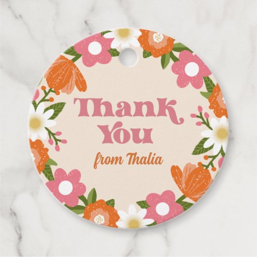 かわいいレトロフローラフレームありがとうありがとう フェイバータグ (正面)