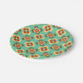 かわいいレトロフローラライトグリーンパターン ペーパープレート (アングル)