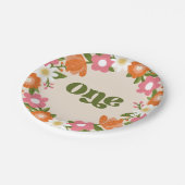 かわいいレトロフローラワン |ベビーの最初の誕生日 ペーパープレート (アングル)