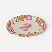 かわいいレトロフローラ2 |女子セカンド誕生日 ペーパープレート (アングル)