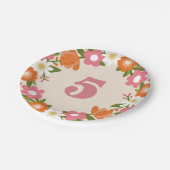 かわいいレトロフローラ5 |ガールズフィフス誕生日 ペーパープレート (アングル)