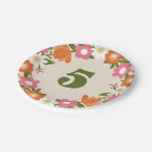 かわいいレトロフローラ5 |ガールズフィフス誕生日 ペーパープレート (アングル)