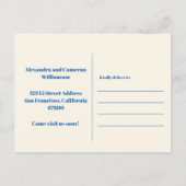 かわいいレトロブルーミニマルが新しいアドレスを移動 ポストカード (裏面)