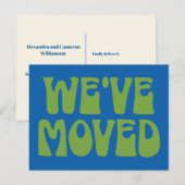 かわいいレトロブルーミニマル引越新住所 ポストカード (正面/裏面)