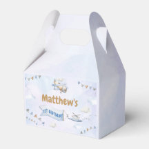 かわいいレトロブルー飛行機1歳の誕生日