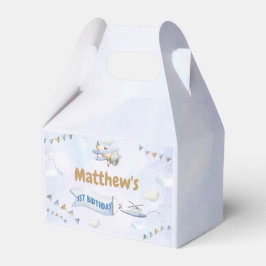 かわいいレトロブルー飛行機1歳の誕生日 フェイバーボックス