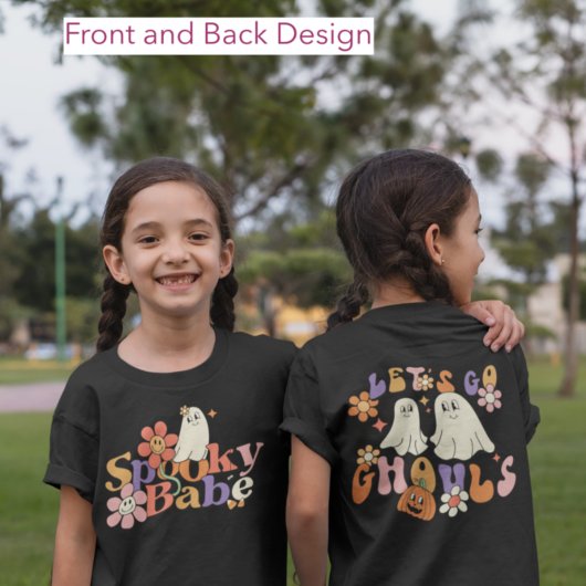 かわいいレトロプリントハロウィン不気味幽霊Tシャツ Tシャツ