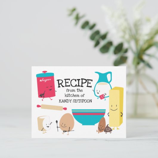 かわいいレトロベーキング成分レシピカード ポストカード (スタンド正面)