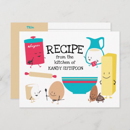 かわいいレトロベーキング成分レシピカード ポストカード (正面/裏面)