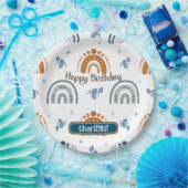 かわいいレトロボホシアルパターン誕生日 ペーパープレート (パーティー)