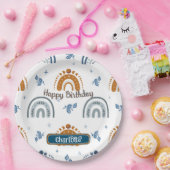 かわいいレトロボホシアルパターン誕生日 ペーパープレート (パーティー)