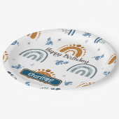 かわいいレトロボホシアルパターン誕生日 ペーパープレート (アングル)