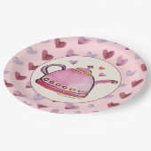 かわいいレトロボホバレンタインズデイレディースティーパーティー ペーパープレート (アングル)