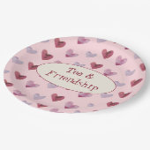 かわいいレトロボホバレンタインズデイレディースティーパーティー ペーパープレート (アングル)