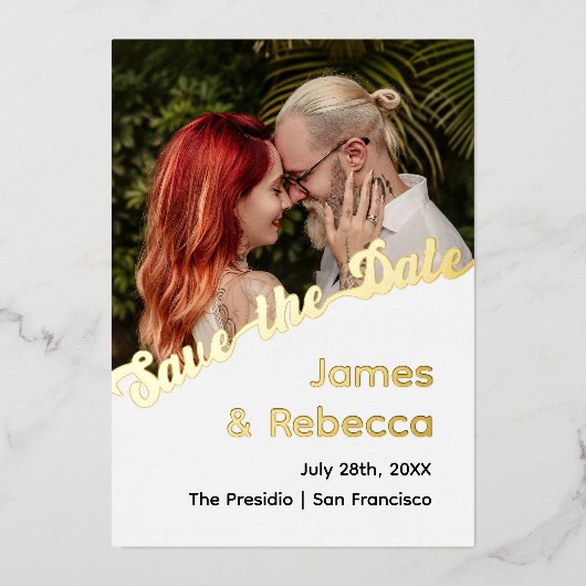 かわいいレトロボホミニマル予測できなリストフォイル招待状 箔招待状 (正面)