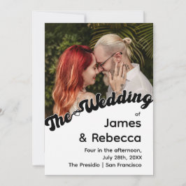 かわいいレトロボホミニマル予測できな文字&写真 招待状