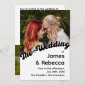 かわいいレトロボホミニマル予測できな文字&写真 招待状 (正面/裏面)