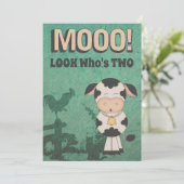 かわいいレトロムー!ルックファーズツーカウファーム誕生日 招待状 (スタンド正面)