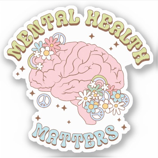 かわいいレトロメンタルヘルス問題フローラビニル シール (正面)