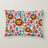 かわいいレトロライオンキッズイラストレーション アクセントクッション (裏面)