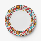 かわいいレトロライオンキッズイラストレーション ペーパープレート (正面)