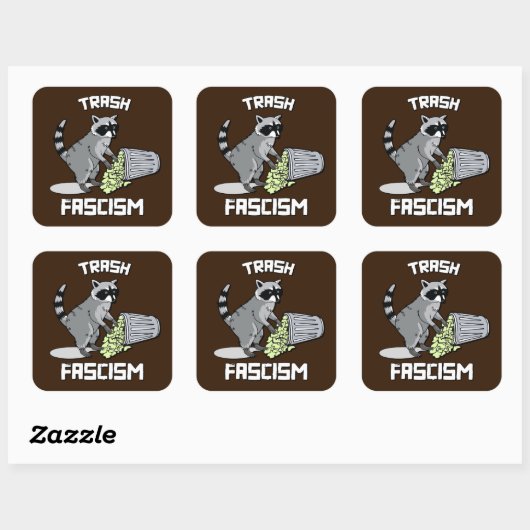 かわいいレトロラクーン – ゴミ箱ファシズム スクエアシール (シート)