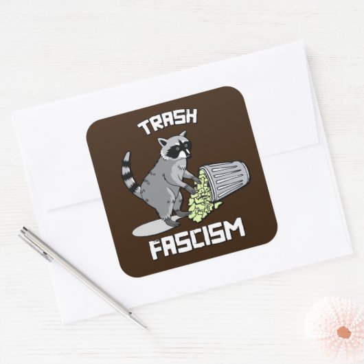 かわいいレトロラクーン – ゴミ箱ファシズム スクエアシール (封筒)