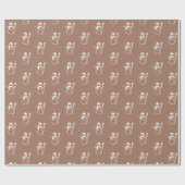 かわいいレトロラテブラウン雪だるまパターン ラッピングペーパー (フラット)