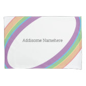 かわいいレトロレインボーおもしろいあなたの名前を追加 枕カバー (正面)