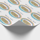 かわいいレトロレインボーノアのアーク名を追加 ラッピングペーパー (角)