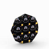 かわいいレトロレインボー&サン八角形フォトブロック フォトブロック (左)
