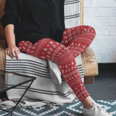 かわいいレトロレッドトナディアスノーフレーククリスマス レギンス