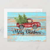 かわいいレトロレッドトラックカントリークリスマス ポストカード (正面/裏面)