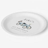 かわいいレトロレースカーライドオン紙プレート ペーパープレート (アングル)