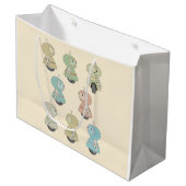 かわいいレトロロボットのパターン ラージペーパーバッグ (正面アングル)