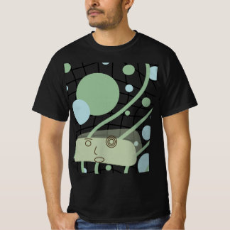 かわいいレトロロボットアートグラフィックブラックTシャツ Tシャツ