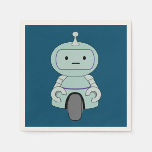 かわいいレトロロボットイラストレーション スタンダードカクテルナプキン
