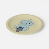 かわいいレトロロボットイラストレーション ペーパープレート (アングル)