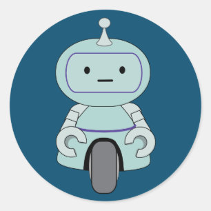 かわいいレトロロボットイラストレーション ラウンドシール