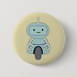 かわいいレトロロボットイラストレーション 缶バッジ