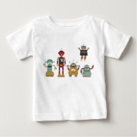 かわいいレトロロボット子供Tシャツ