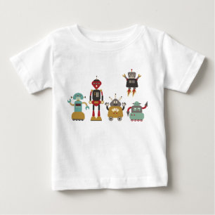 かわいいレトロロボット子供Tシャツ ベビーTシャツ